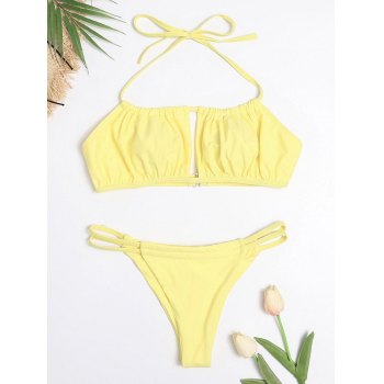 Emmiol Free Shipping 2026 Ruched Cutout Bikini Set Yellow S In Bikini
