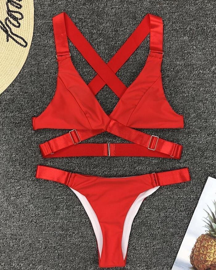 EMMIOL Sexy Buckle Brazilian Bottom Push-Up Two-Piece Bikini