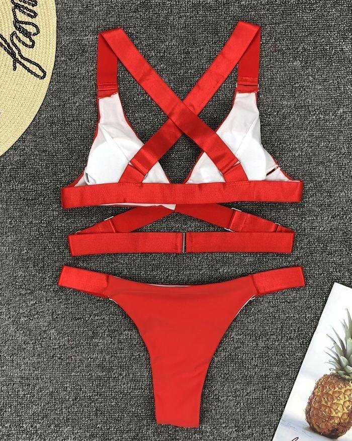 EMMIOL Sexy Buckle Brazilian Bottom Push-Up Two-Piece Bikini