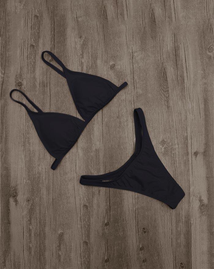 EMMIOL Bikini de neón de triángulo de corte alto de color liso
