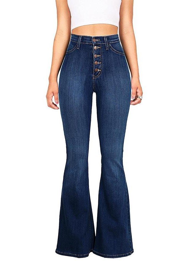EMMIOL Jeans acampanados de talle alto con borlas