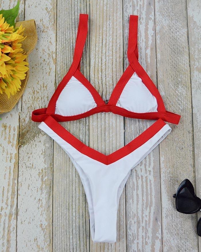 EMMIOL Bikini de triángulo de corte alto con bloques de color