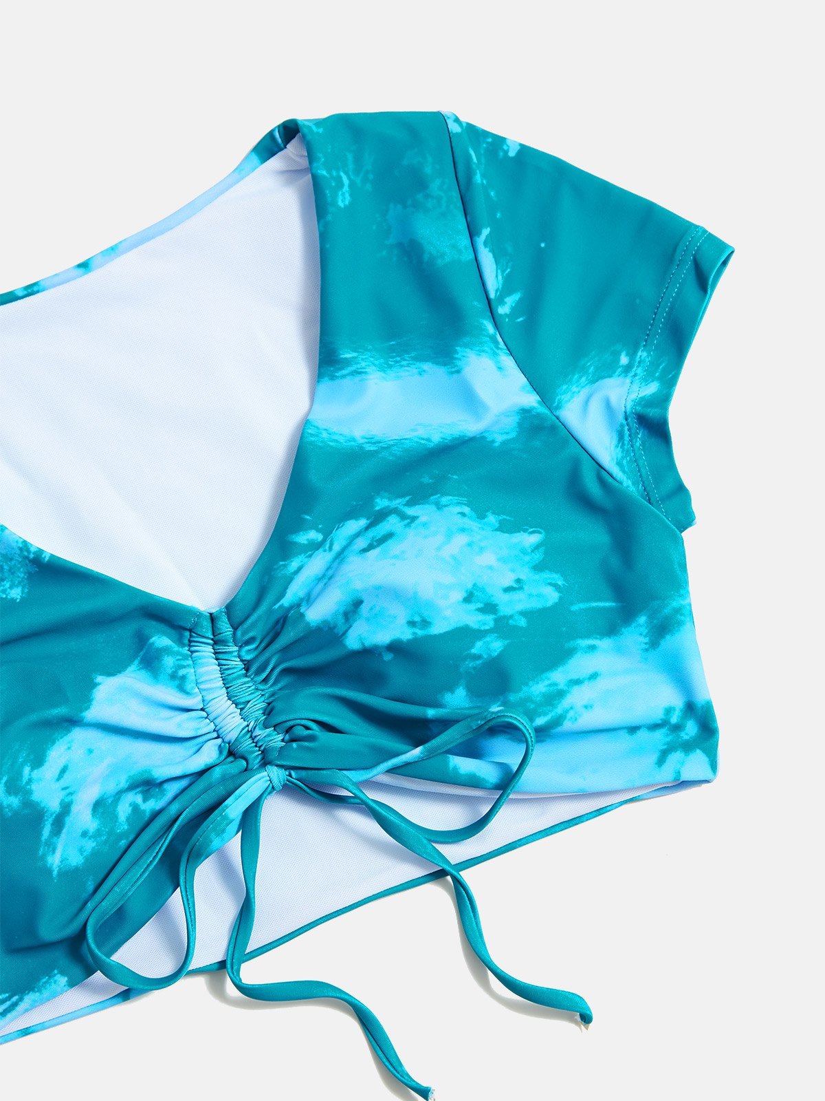 EMMIOL Bikini de manga corta plisado con efecto tie-dye