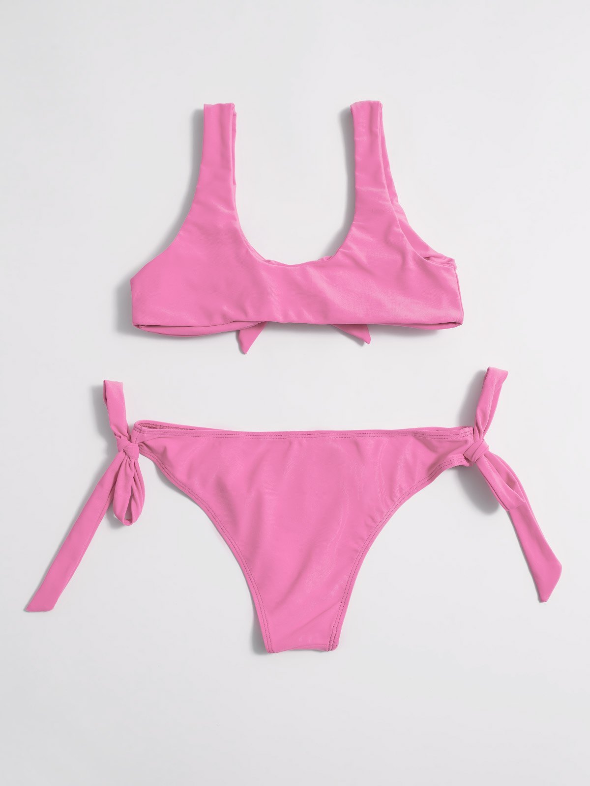 EMMIOL Solid Color Two Way Tie Bikini Set