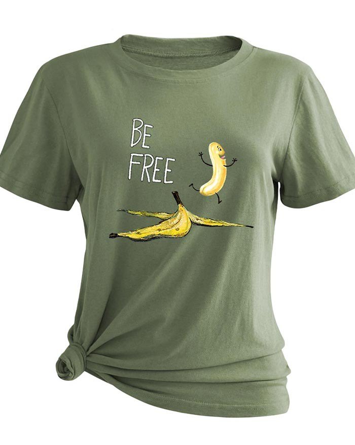 EMMIOL Camiseta básica con estampado de plátano Be Free