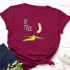 EMMIOL Camiseta básica con estampado de plátano Be Free