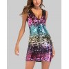 EMMIOL Mini vestido reflectante con vendaje degradado de lentejuelas sexy