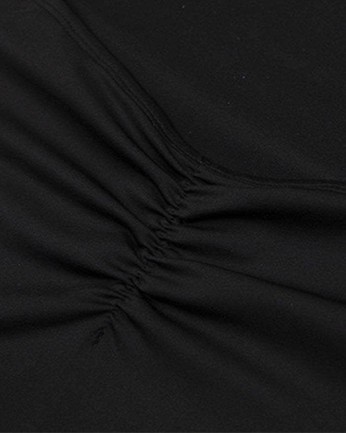 EMMIOL Body de perspectiva de cuello cuadrado plisado de malla de manga larga