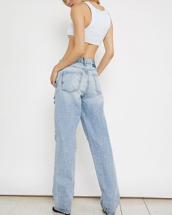 EMMIOL Mom Jeans Loch Jeans