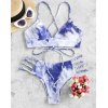 EMMIOL Bikini triangular de vendaje con cordones y trenza Tie-Dye
