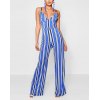 EMMIOL Rippenfreier Jumpsuit mit breitem Bein und Streifendruck