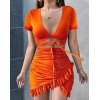 EMMIOL Sexy Deep V Cutout gekräuselte Tasche Hip Ladies Mini Dress