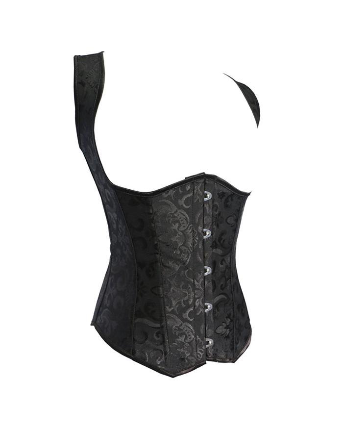 Emmiol Free shipping 2023 Steel Embroidery Palace Waist Cincher Black S