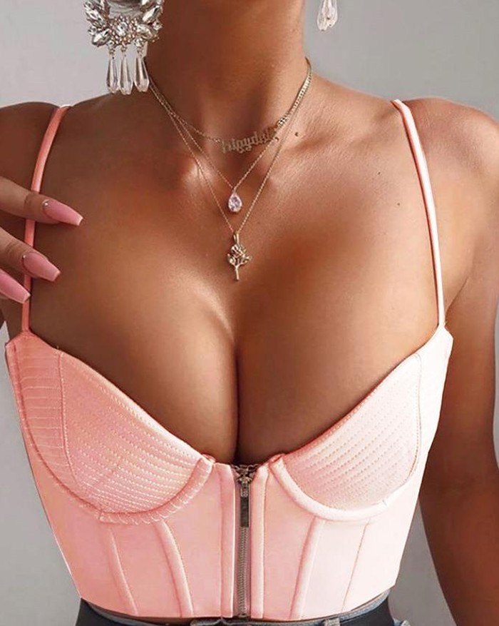 EMMIOL Top a bustier con cerniera e bretelle