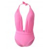EMMIOL Traje de baño de una pieza sin espalda con escote en V profundo de color sólido