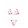 EMMIOL Emoji Printing Hanging Neck Lace Up Micro Bikini