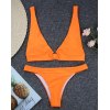 EMMIOL Einfarbiger O-Ring-Dreieck-Bikini mit hängendem Hals
