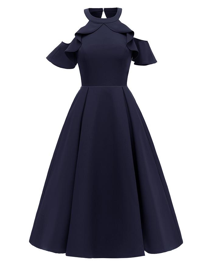 EMMIOL Sexy trägerloses Neckholder Abendkleid