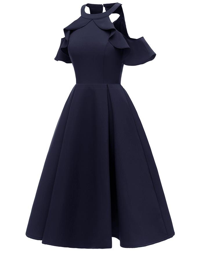 EMMIOL Sexy trägerloses Neckholder Abendkleid