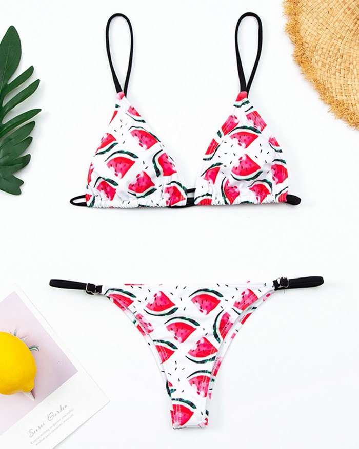 EMMIOL Micro Bikini triangular con estampado de sandía