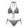 EMMIOL Bikini triangular con cuello colgante y estampado de lentejuelas