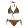 EMMIOL Bikini triangular con cuello colgante y estampado de lentejuelas