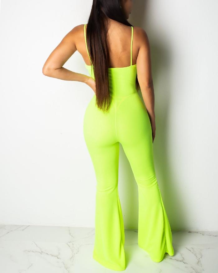 EMMIOL Sling Cutout Bodycon Wide Leg Jumpsuit