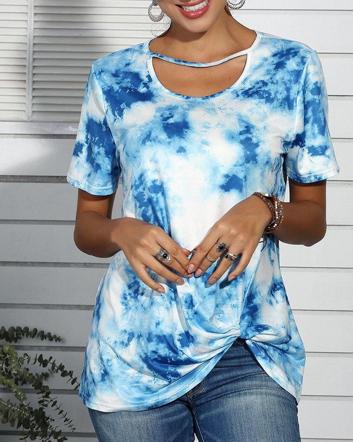 EMMIOL Camiseta de manga corta con estampado Tie-Dye