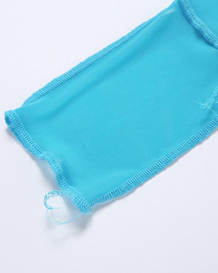 EMMIOL Camiseta ajustada de malla transparente sexy con cuello en V