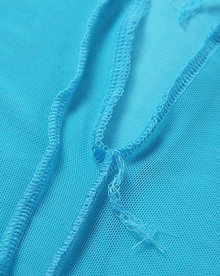 EMMIOL Camiseta ajustada de malla transparente sexy con cuello en V