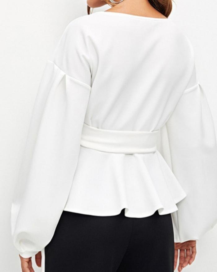 EMMIOL Blusa cruzada con manga farol