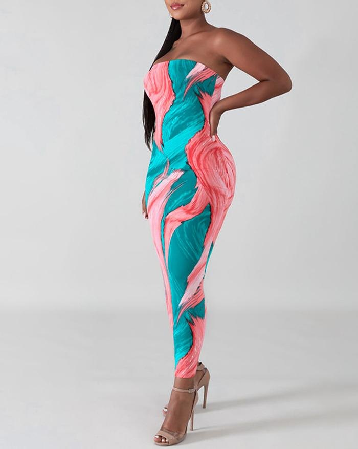 EMMIOL Vestido largo con estampado tropical