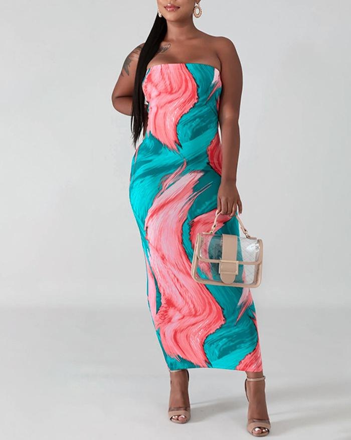 EMMIOL Vestido largo con estampado tropical