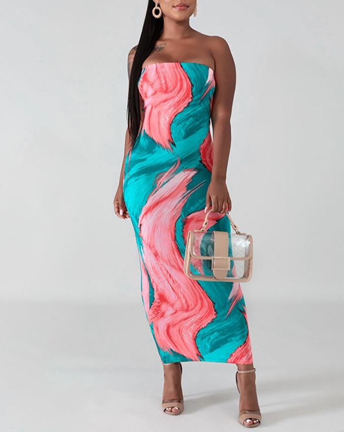 EMMIOL Vestido largo con estampado tropical