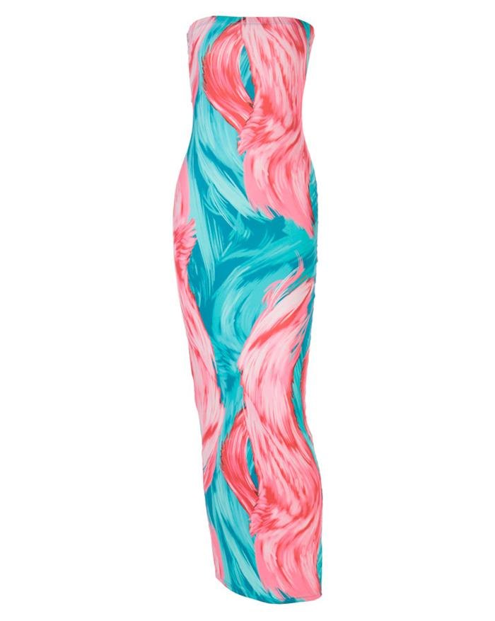 EMMIOL Vestido largo con estampado tropical