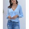 EMMIOL Long Sleeve Chiffon Wrap Blouse Top