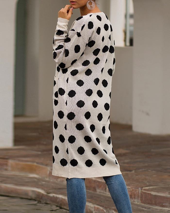 EMMIOL Polka Dot Long Cardigan