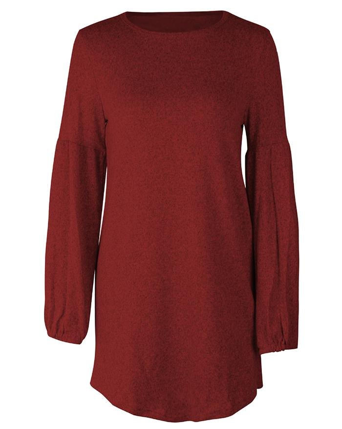 EMMIOL Lantern Sleeve Knitted Sweater Dress