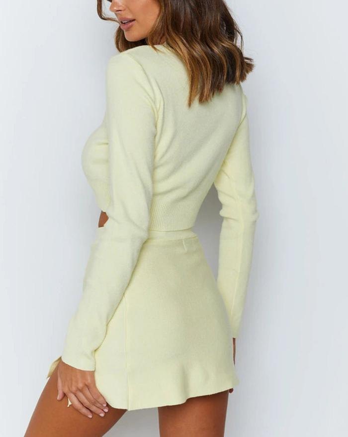 EMMIOL Conjunto de dos piezas de traje de falda corta de suéter de moda