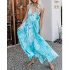 EMMIOL Vestido halter con escote en V profundo y espalda descubierta sexy, vestido largo con falda de gran swing