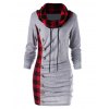 EMMIOL Vestido tipo sudadera tipo túnica con cuello vuelto y cordón a cuadros