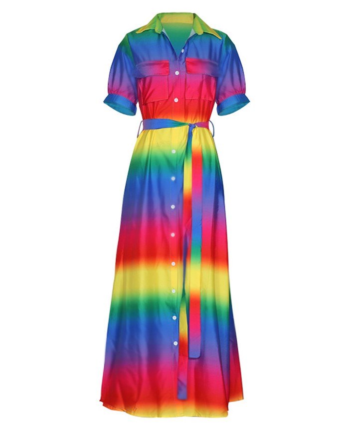 EMMIOL Farbblock Mode farbiges gestreiftes Kleid