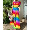 EMMIOL Farbblock Mode farbiges gestreiftes Kleid