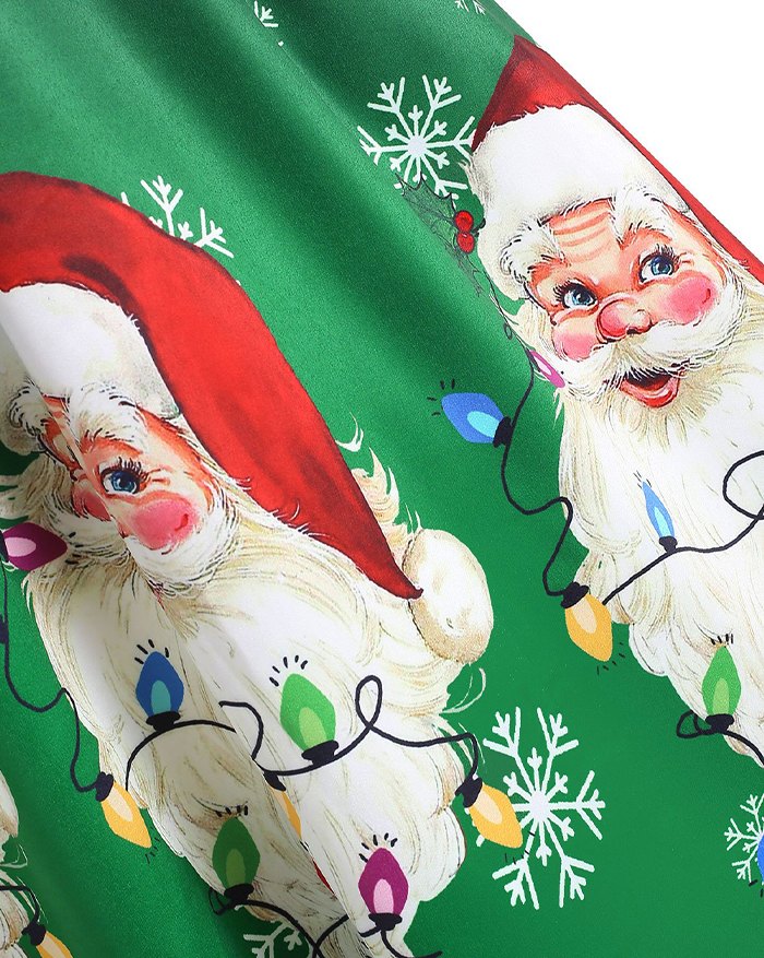 EMMIOL Plus Size Christmas Santa Claus Snowflake A Line Retro Dress