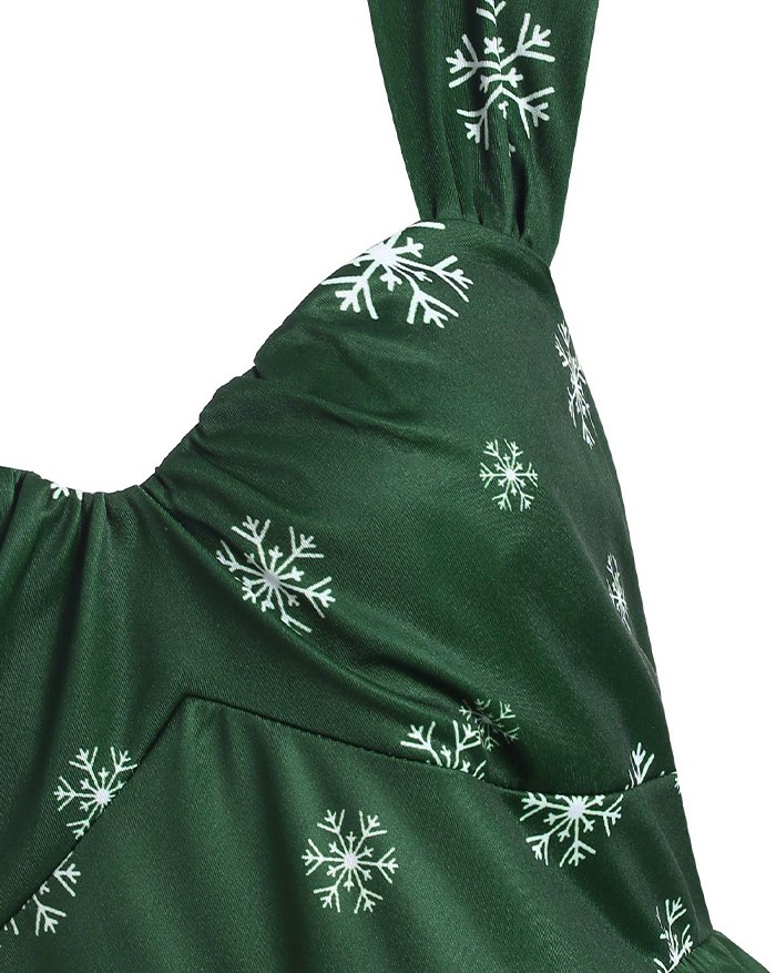 EMMIOL Plus Size Christmas Santa Claus Snowflake A Line Retro Dress