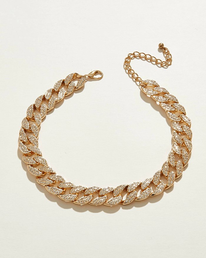 2021 Collar de gargantilla de cadena gruesa de diamantes de imitación