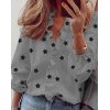 EMMIOL Camisa con cuello de pico y estampado de estrellas con volantes