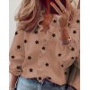 EMMIOL Camisa con cuello de pico y estampado de estrellas con volantes