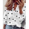 EMMIOL Camisa con cuello de pico y estampado de estrellas con volantes
