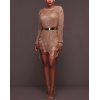EMMIOL Metallic Gold Cutout Transparent Wolle Minikleid